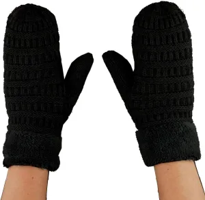 C.C Unisex Winter Warm Inner Fuzzy Lined Anti-Slip Cuff Mittens