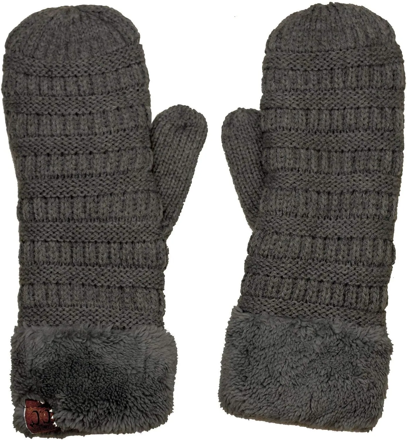 C.C Unisex Winter Warm Inner Fuzzy Lined Anti-Slip Cuff Mittens