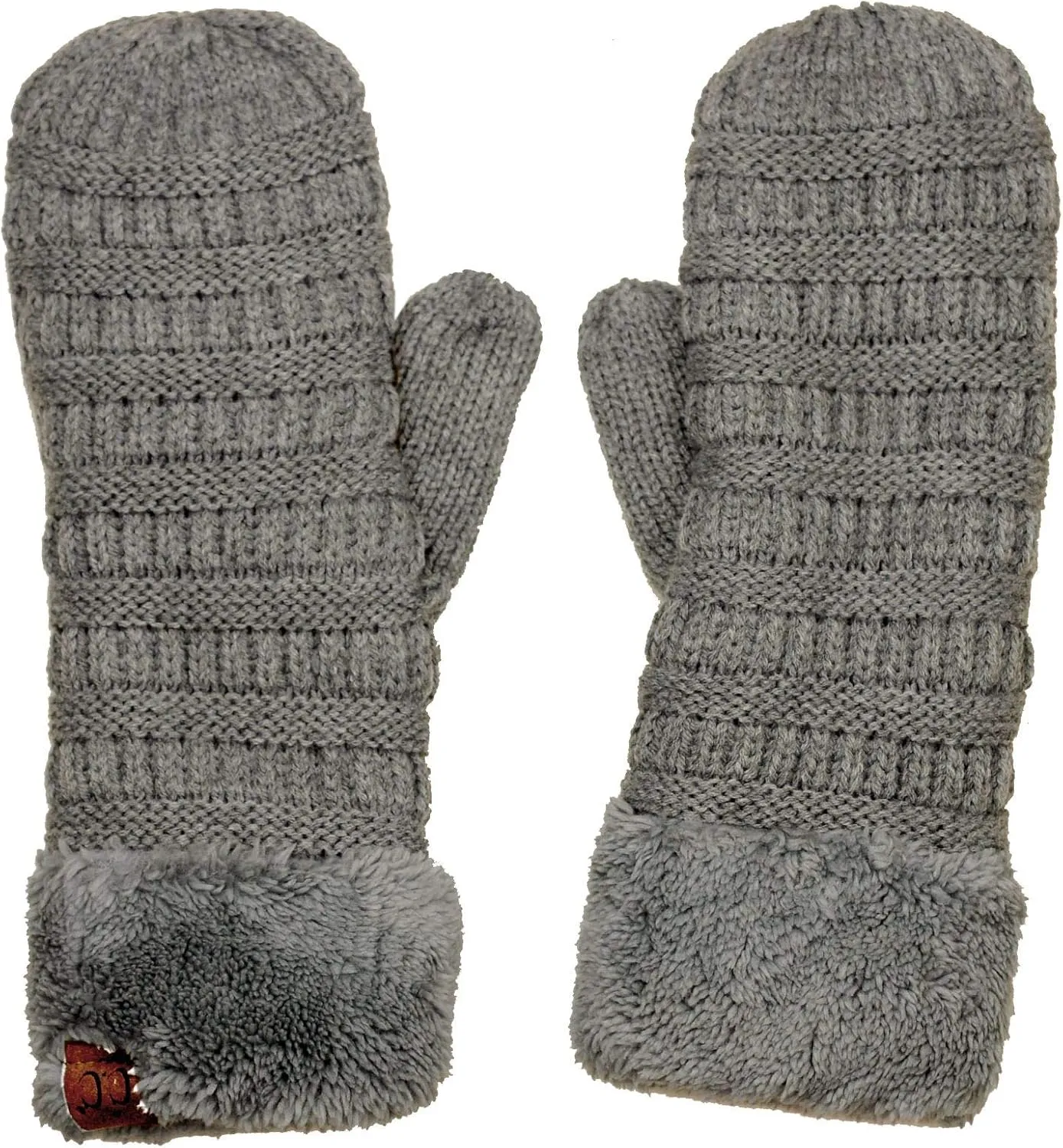 C.C Unisex Winter Warm Inner Fuzzy Lined Anti-Slip Cuff Mittens