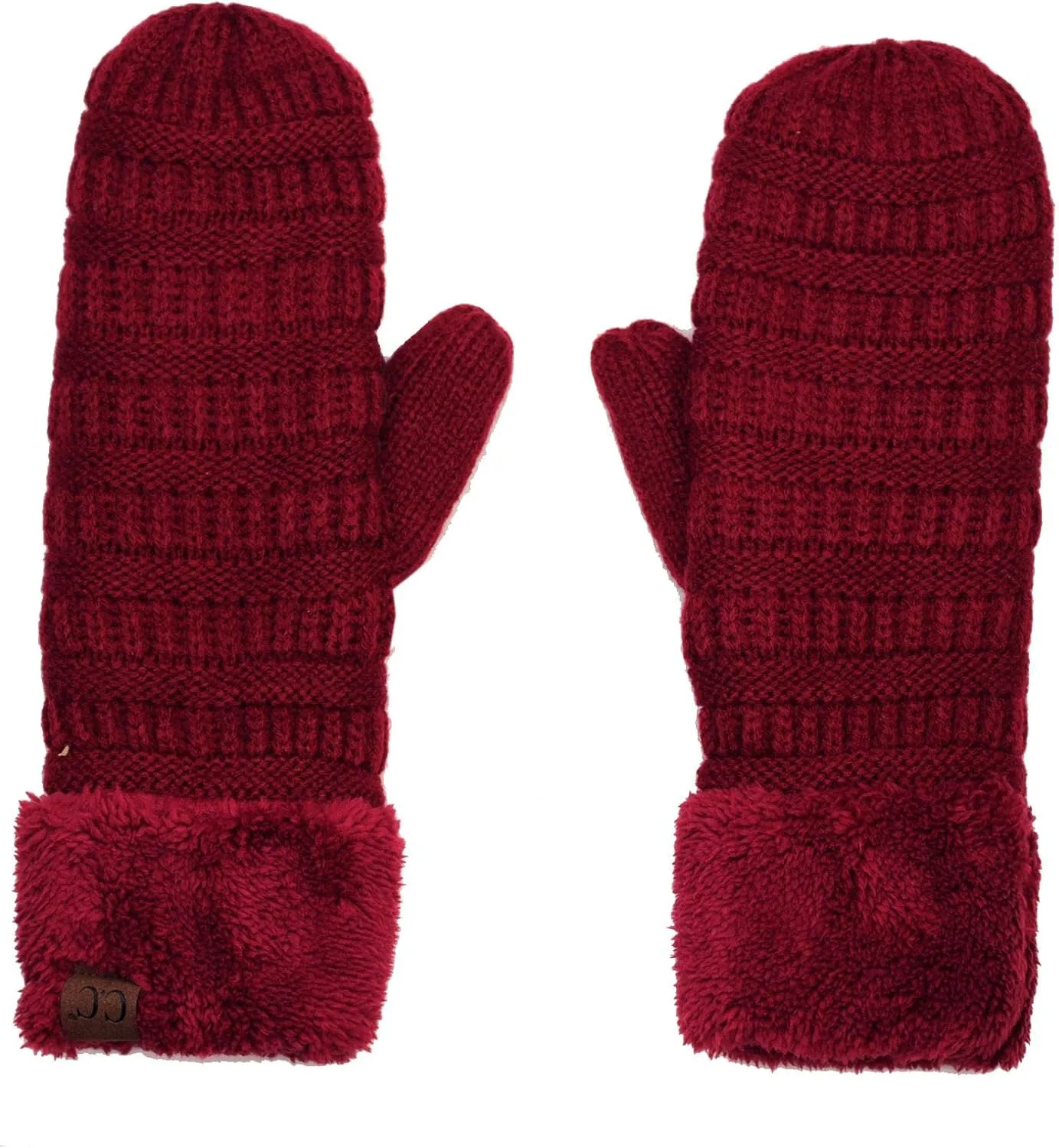 C.C Unisex Winter Warm Inner Fuzzy Lined Anti-Slip Cuff Mittens