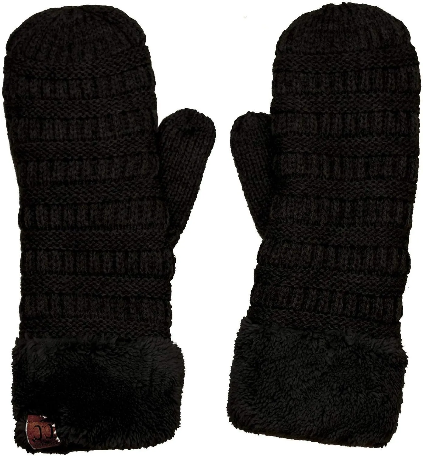 C.C Unisex Winter Warm Inner Fuzzy Lined Anti-Slip Cuff Mittens