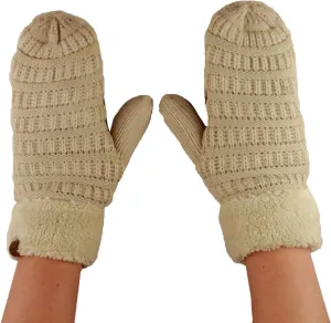 C.C Unisex Winter Warm Inner Fuzzy Lined Anti-Slip Cuff Mittens