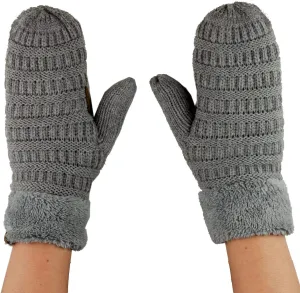 C.C Unisex Winter Warm Inner Fuzzy Lined Anti-Slip Cuff Mittens