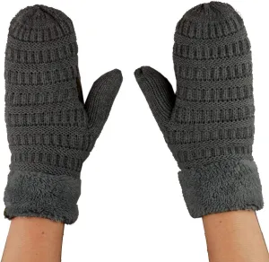 C.C Unisex Winter Warm Inner Fuzzy Lined Anti-Slip Cuff Mittens