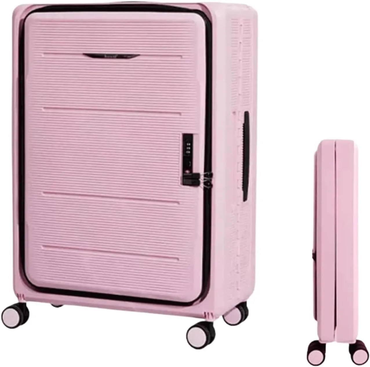 Checked Luggage Carry On Luggage Foldable Suitcases Adjustable Trolley Carry On Luggage Front Open Suitcase Universal Wheel Luggage Suitcase (Color : B, Size : 20 in)