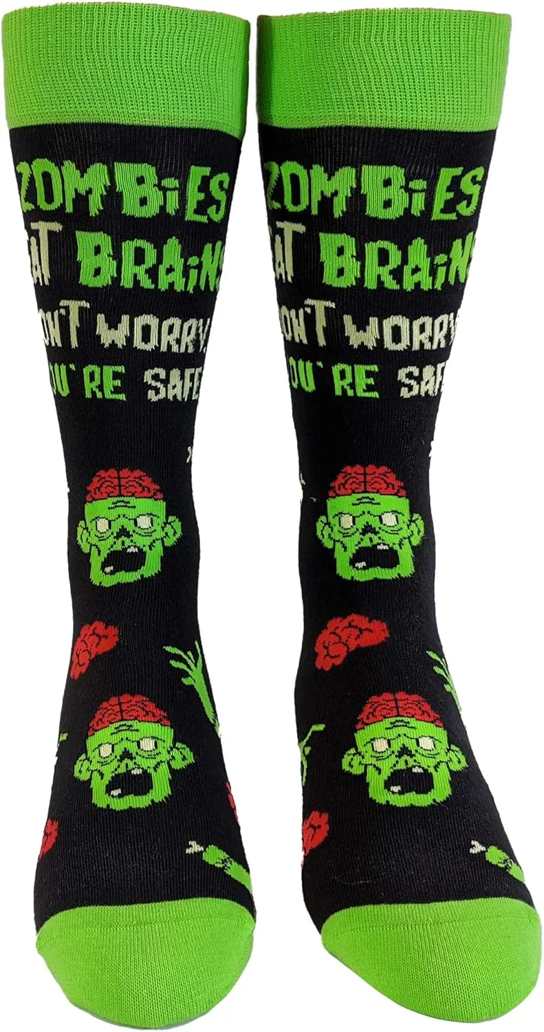 Crazy Dog T-Shirts Youth Halloween Socks Funny Zombie Pumpkin Scary Footwear