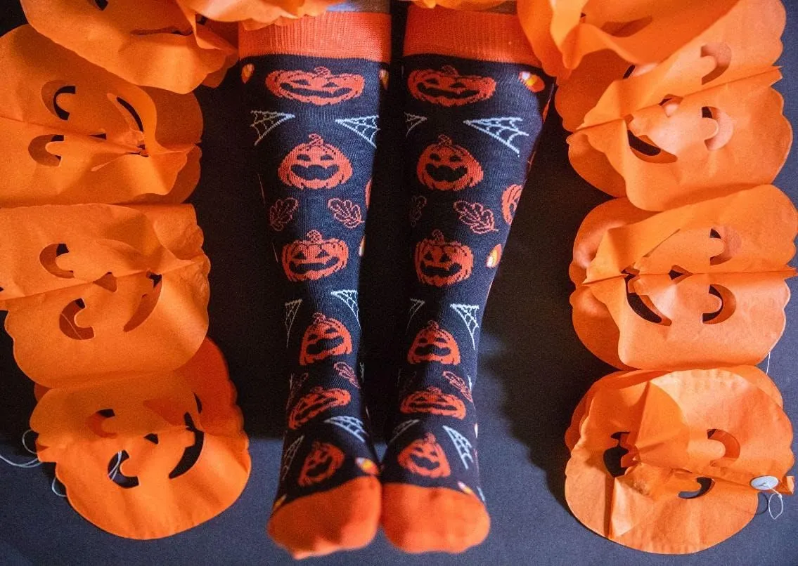 Crazy Dog T-Shirts Youth Halloween Socks Funny Zombie Pumpkin Scary Footwear