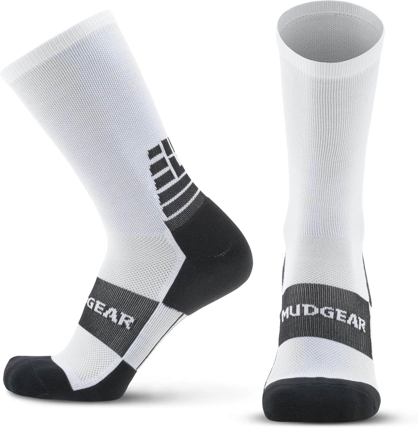Crew Length Hiking Socks - Non-Wool Cushioned Hiking Trekking Socks for Women and Men - Mid-Calf Cold Weather Socks for Outdoor Sports as Hiking, Running, Camping etc. (White, Small)