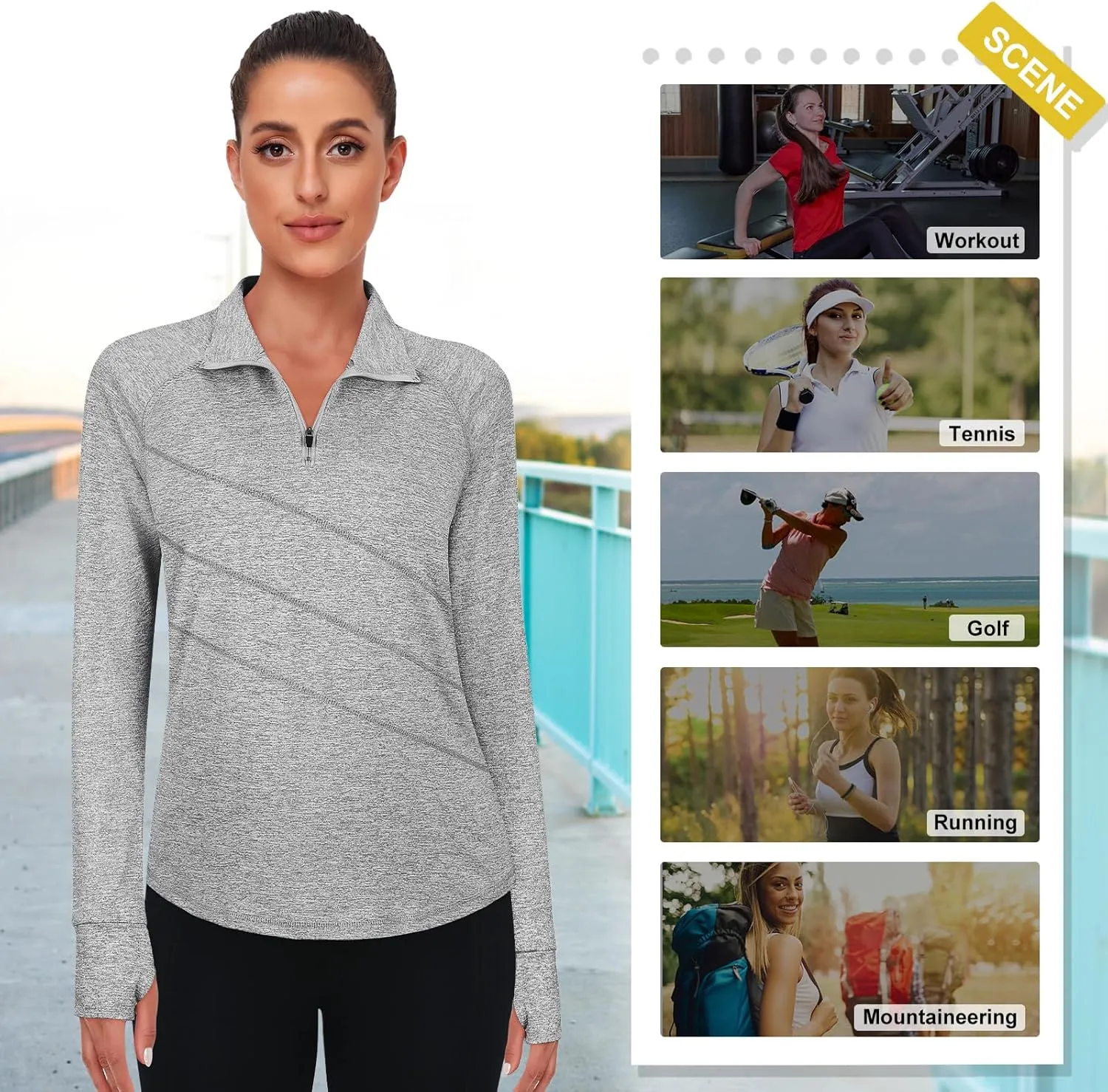 Cucuchy Womens V Neck Golf Polo Shirts Moisture Wicking Sports Workout Tops