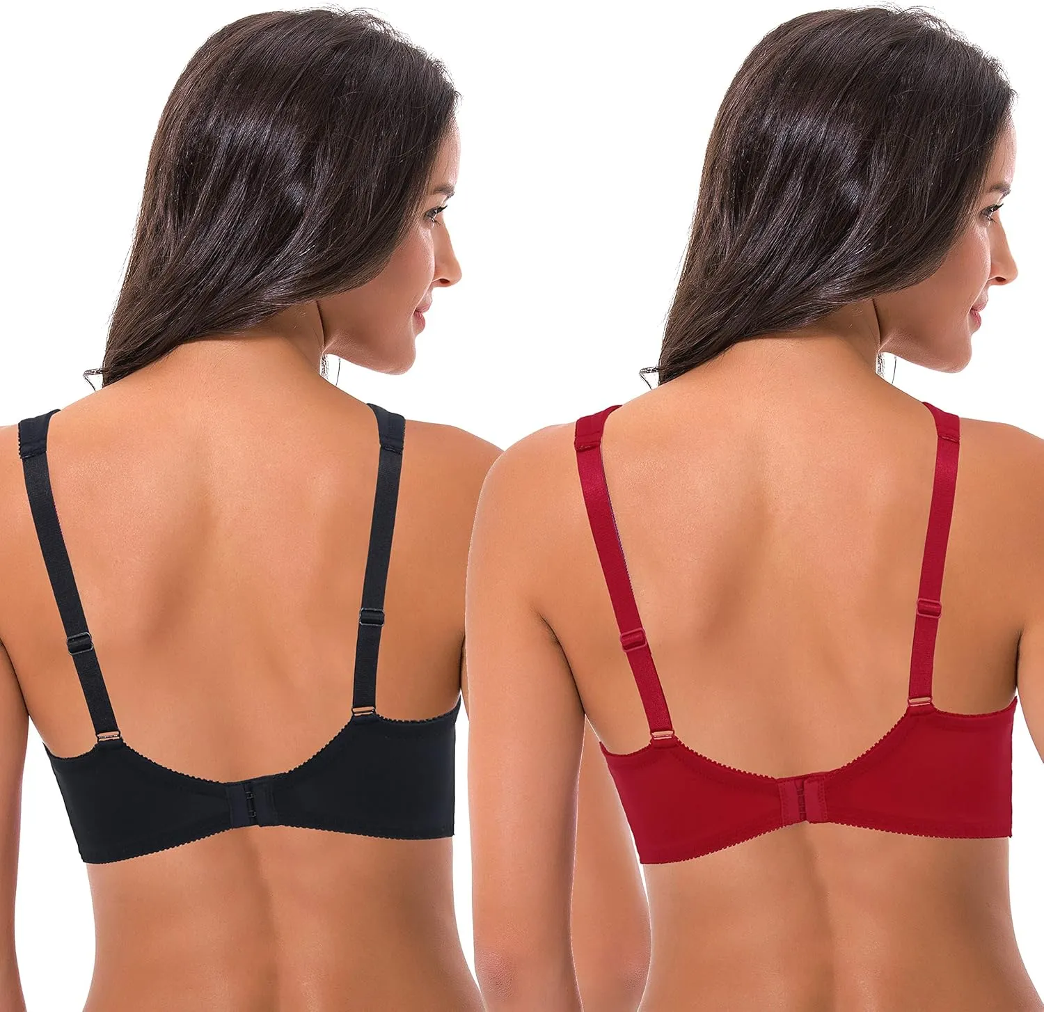 Curve Muse Women's Lightly Padded Underwire Lace Bra with Padded Shoulder Straps
