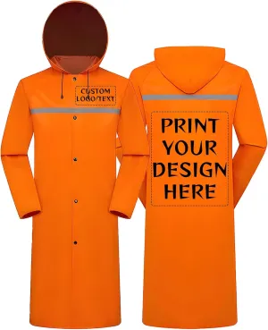 Custom Rain Coat Reusable Hooded Rain Ponchos Waterproof Reflective Jacket for Men Women Adults