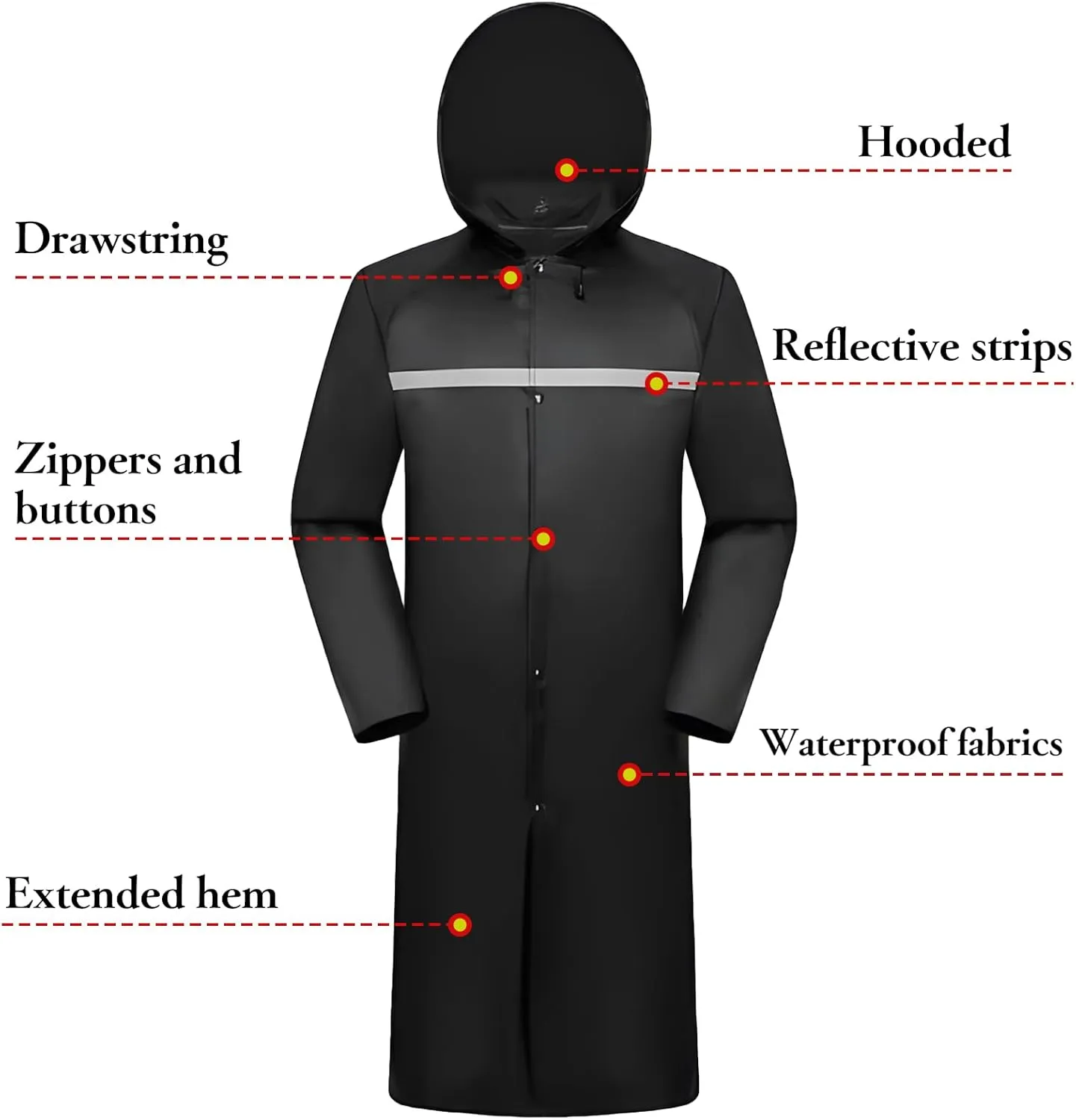 Custom Rain Coat Reusable Hooded Rain Ponchos Waterproof Reflective Jacket for Men Women Adults