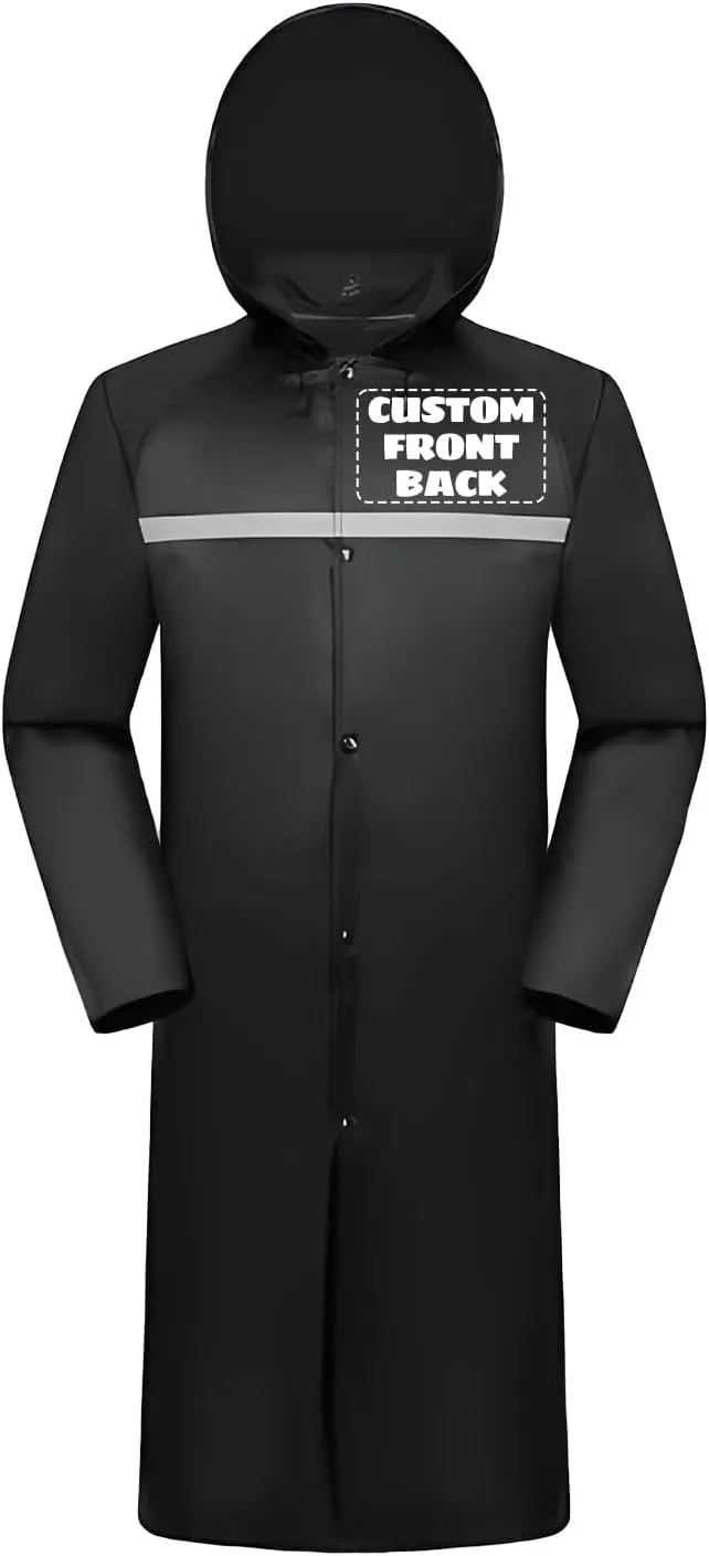 Custom Rain Ponchos Waterproof Rain Jacket Reusable Hooded Raincoat with Hood Add Your Logo