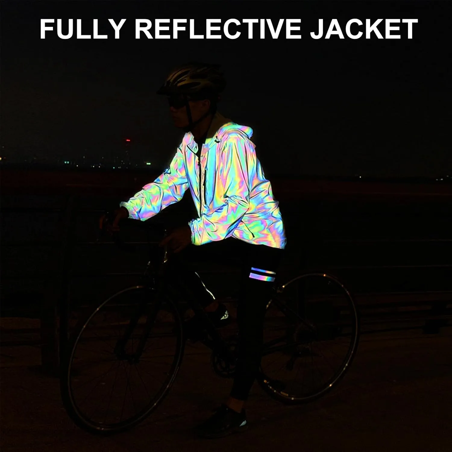 Cycling Jacket for Men Fully Reflective, Women's Waterproof Breathable with Hood for Cycling, Running, Hiking