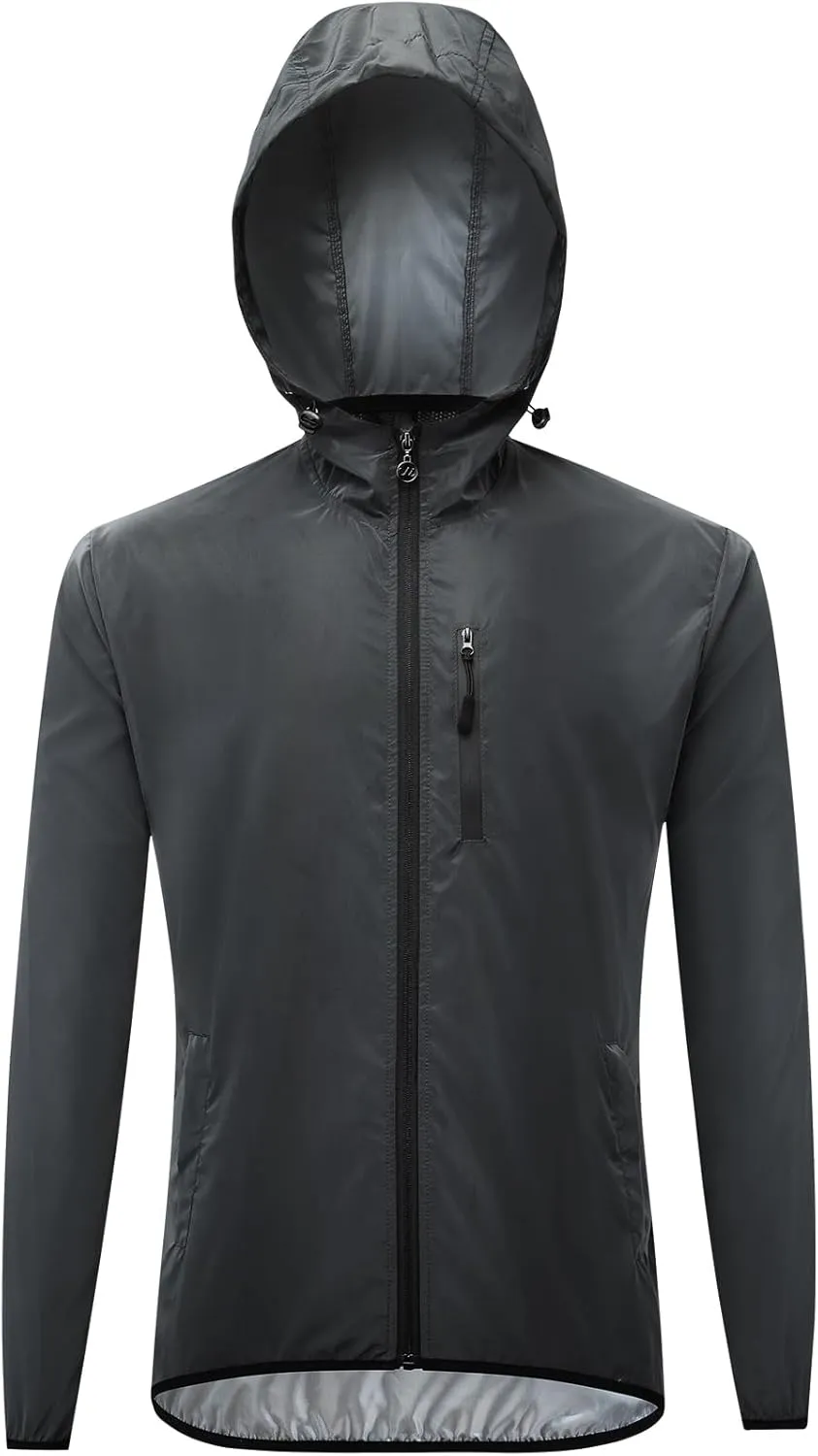 Cycling Jacket for Men Fully Reflective, Women's Waterproof Breathable with Hood for Cycling, Running, Hiking