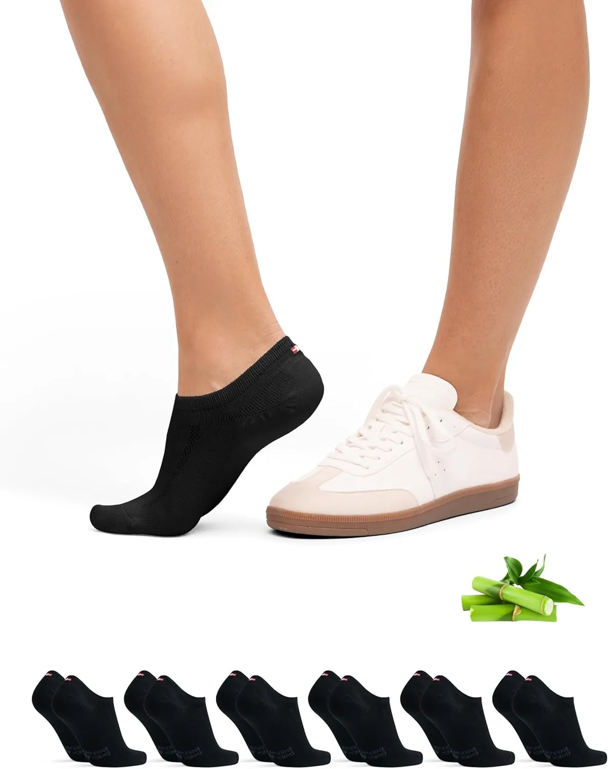 DANISH ENDURANCE 6-pack No Show Bamboo Viscose Socks, No Slip, Women & Men