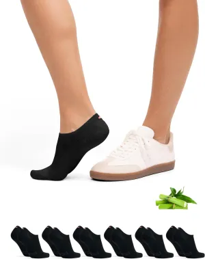 DANISH ENDURANCE 6-pack No Show Bamboo Viscose Socks, No Slip, Women & Men