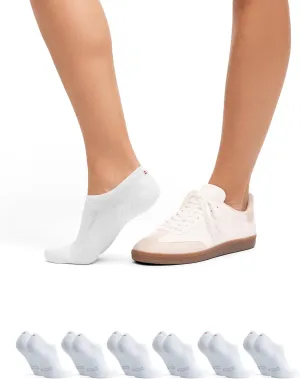 DANISH ENDURANCE No Show Socks Men & Women in Cotton, Invisible, Thin, No Slip Silicone Heel, Dress Socks, 6 Pack
