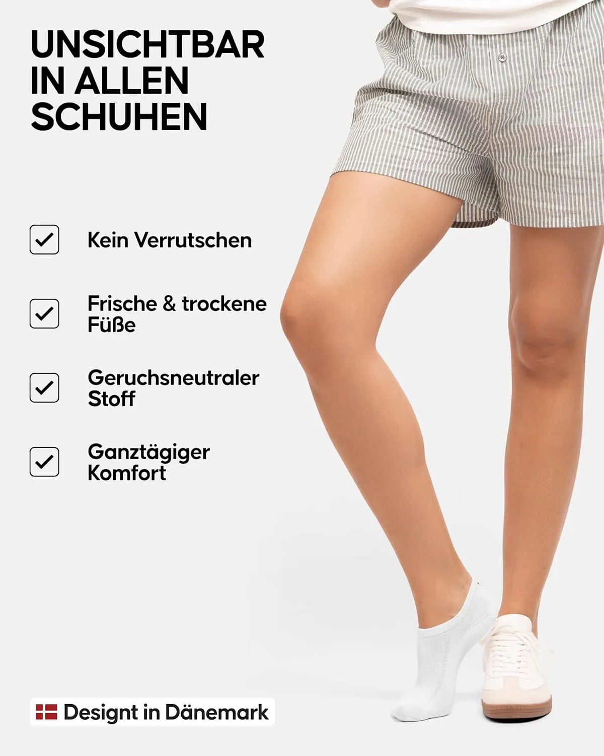 DANISH ENDURANCE No Show Socks Men & Women in Cotton, Invisible, Thin, No Slip Silicone Heel, Dress Socks, 6 Pack