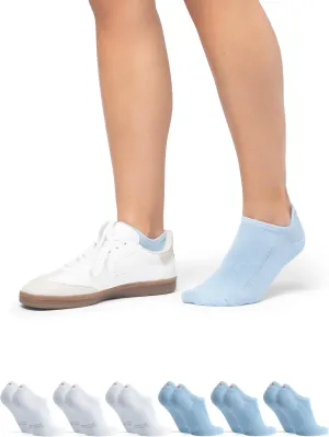 DANISH ENDURANCE No Show Socks Men & Women in Cotton, Invisible, Thin, No Slip Silicone Heel, Dress Socks, 6 Pack