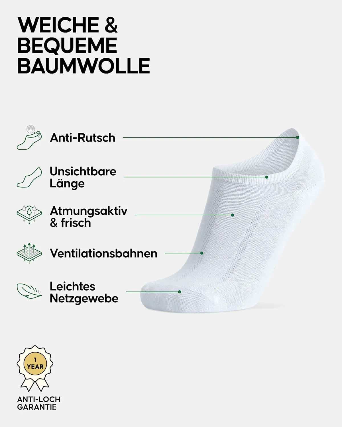 DANISH ENDURANCE No Show Socks Men & Women in Cotton, Invisible, Thin, No Slip Silicone Heel, Dress Socks, 6 Pack