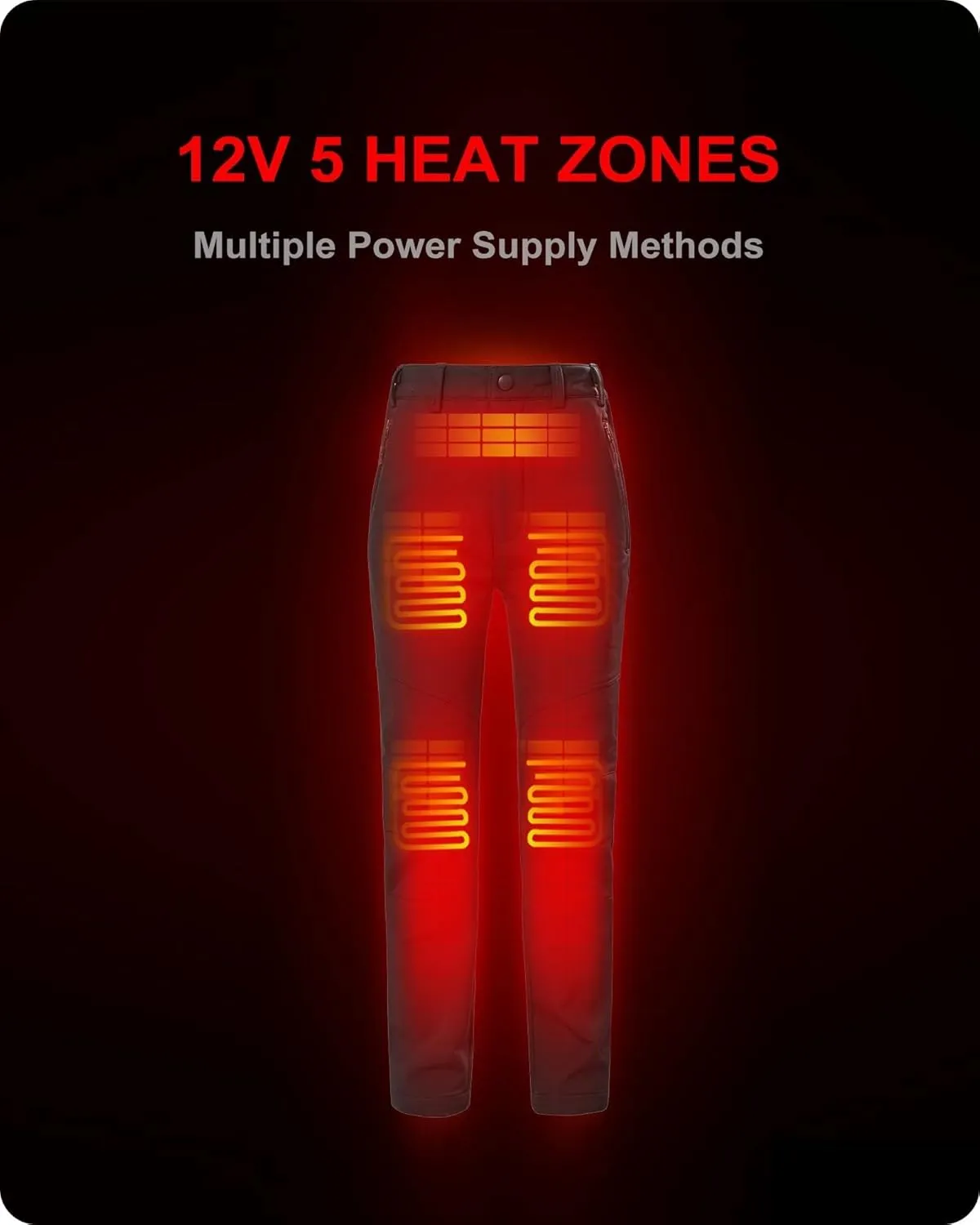DEWBU Heated Pants for Women with 12V Battery Pack Fleece Lined Outdoor Softshell Pants Electric Heating Trousers