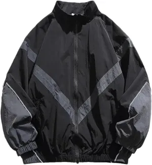 Dninmim Men's Vintage Solid Windbreakers Jacket Outdoor Hooded Spliced Pocket Rain Jacket