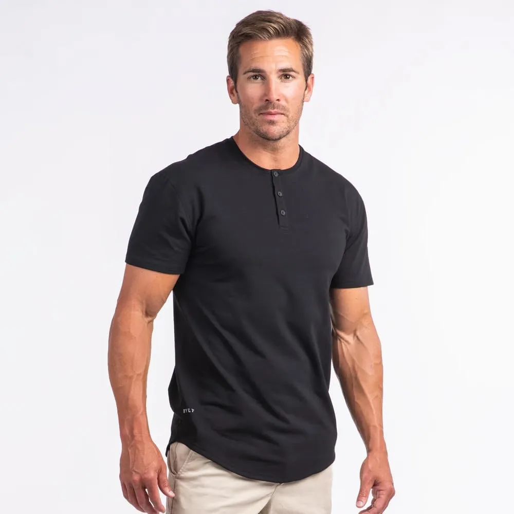 Drop-Cut Henley Shirts for Men, 3-Button Closure, Short Sleeve, Casual T-Shirt, Soft & Breathable, Wrinkle Resistant