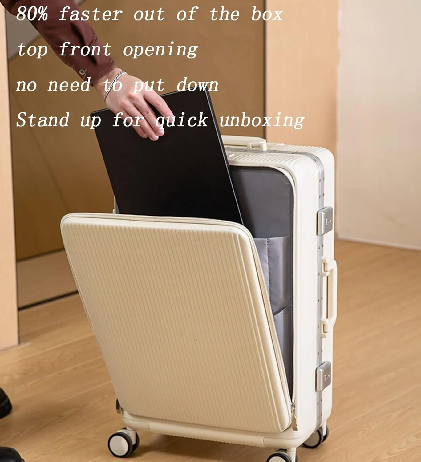 Expandable Rolling Suitcase, Carry-on Luggage with USB Interface, 360 Shock-Absorbing Silent Universal Wheels, Super Large Capacity (Green 20 inches)