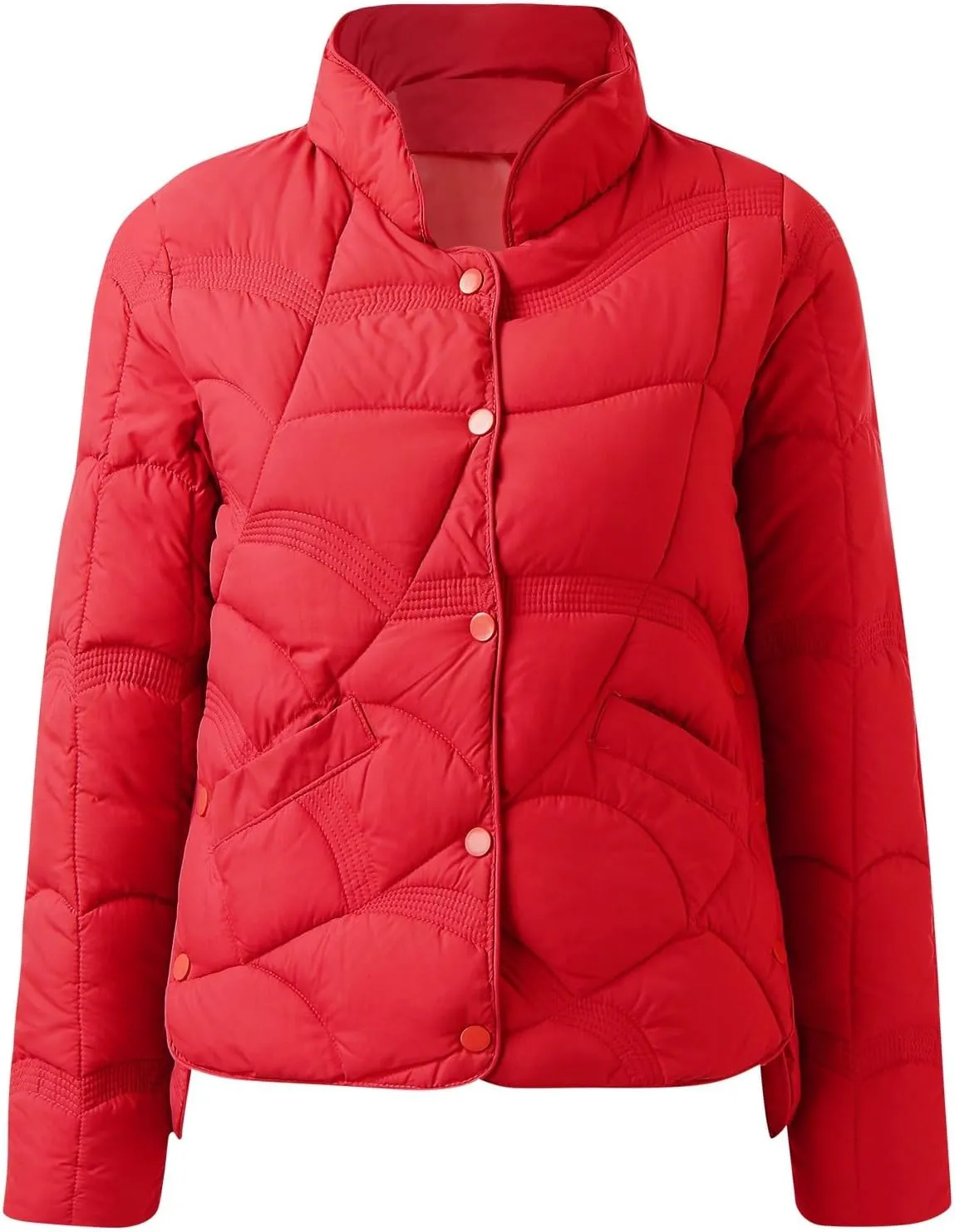 Fashion Solid Winter Button Padded Jacket for Womens Casual Loose Insulated Padded Coat Long Sleeve Pockets Overcoat