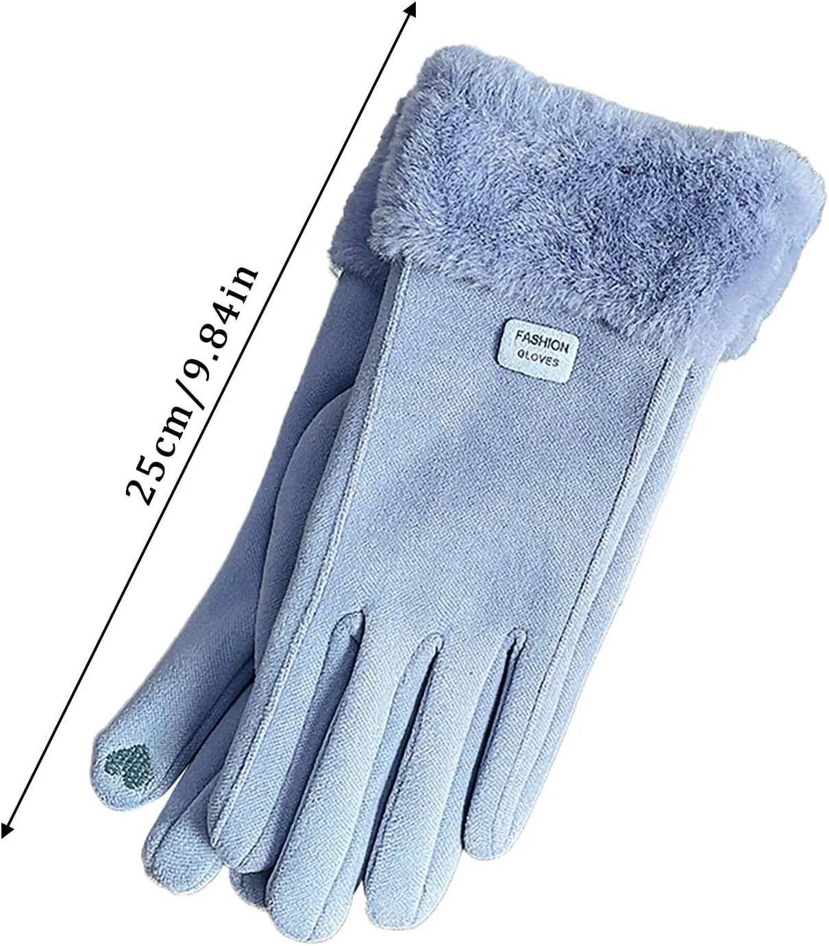 Female Winter Gloves Warm Lined Touchscreen Driving Gloves Suede Leather Plush Cuff Mitten for Women