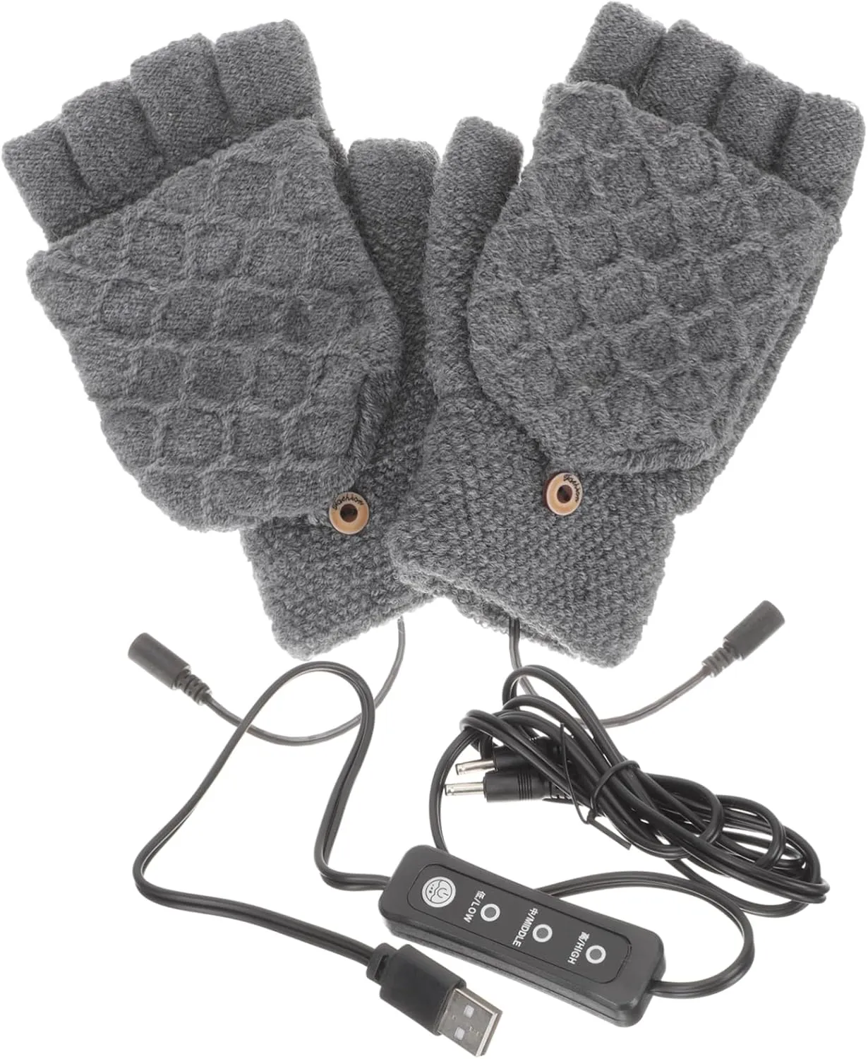 Fingerless Heated Gloves Rechargeable for Men Winter Heating Mitts Battery Operated