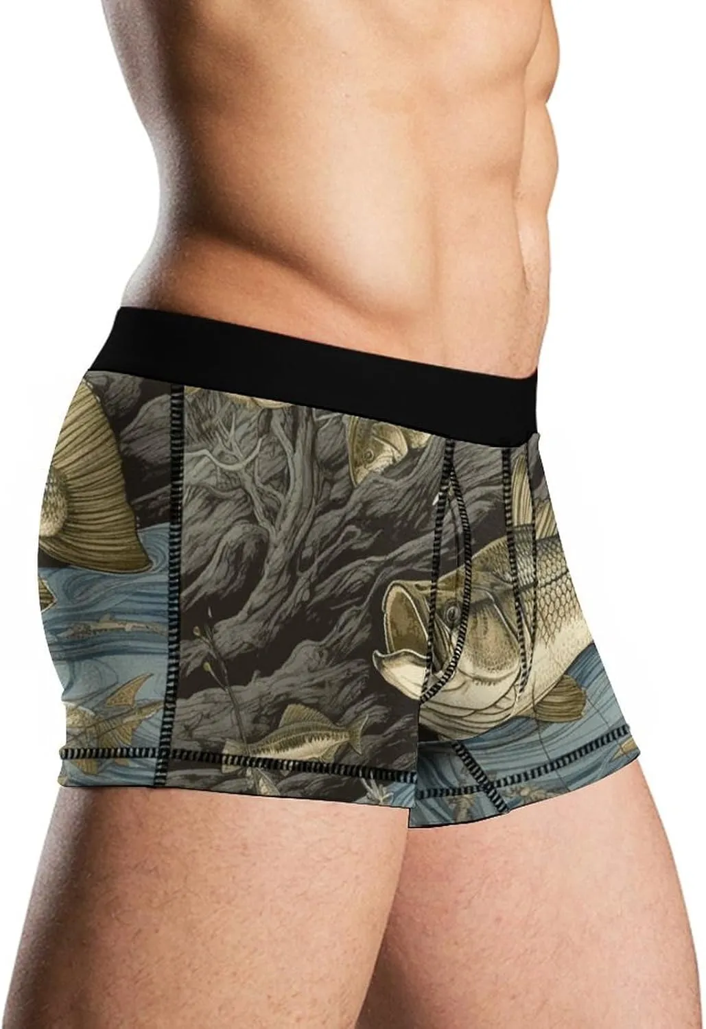 Fishing Men's Boxer Briefs Breathable Underwear Comfortsoft Moisture-Wicking Trunks Underwear Underpants