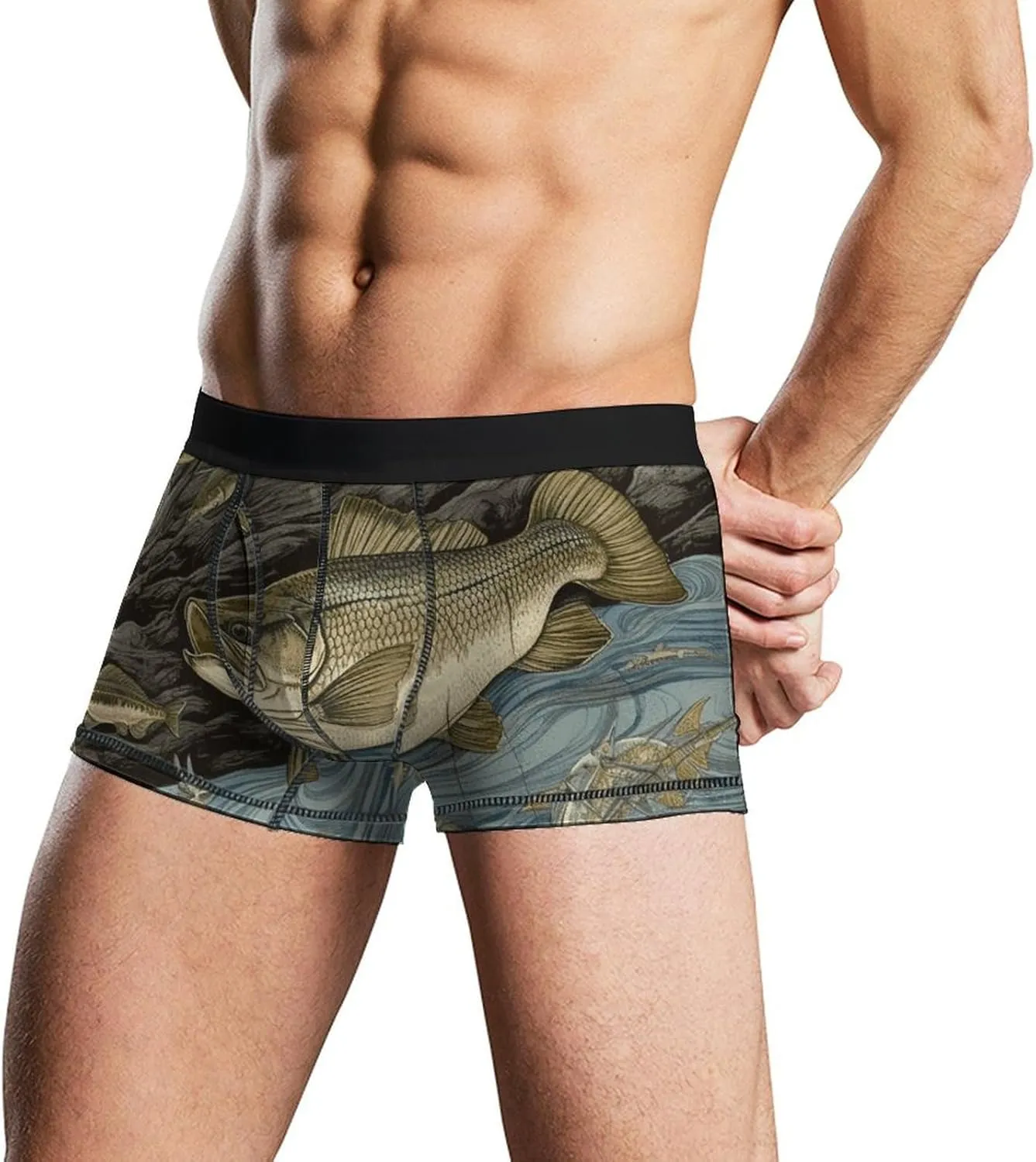 Fishing Men's Boxer Briefs Breathable Underwear Comfortsoft Moisture-Wicking Trunks Underwear Underpants