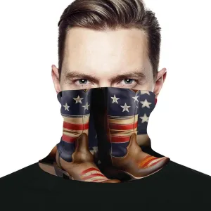 Flag with Cowboy Boots Face Mask for Cold Weather Neck Gaiter Scarf Windproof Bandana for Men Women Elastic Balaclava Headbands for Motorcycle Cycling Riding Skiing Party