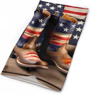 Flag with Cowboy Boots Face Mask for Cold Weather Neck Gaiter Scarf Windproof Bandana for Men Women Elastic Balaclava Headbands for Motorcycle Cycling Riding Skiing Party
