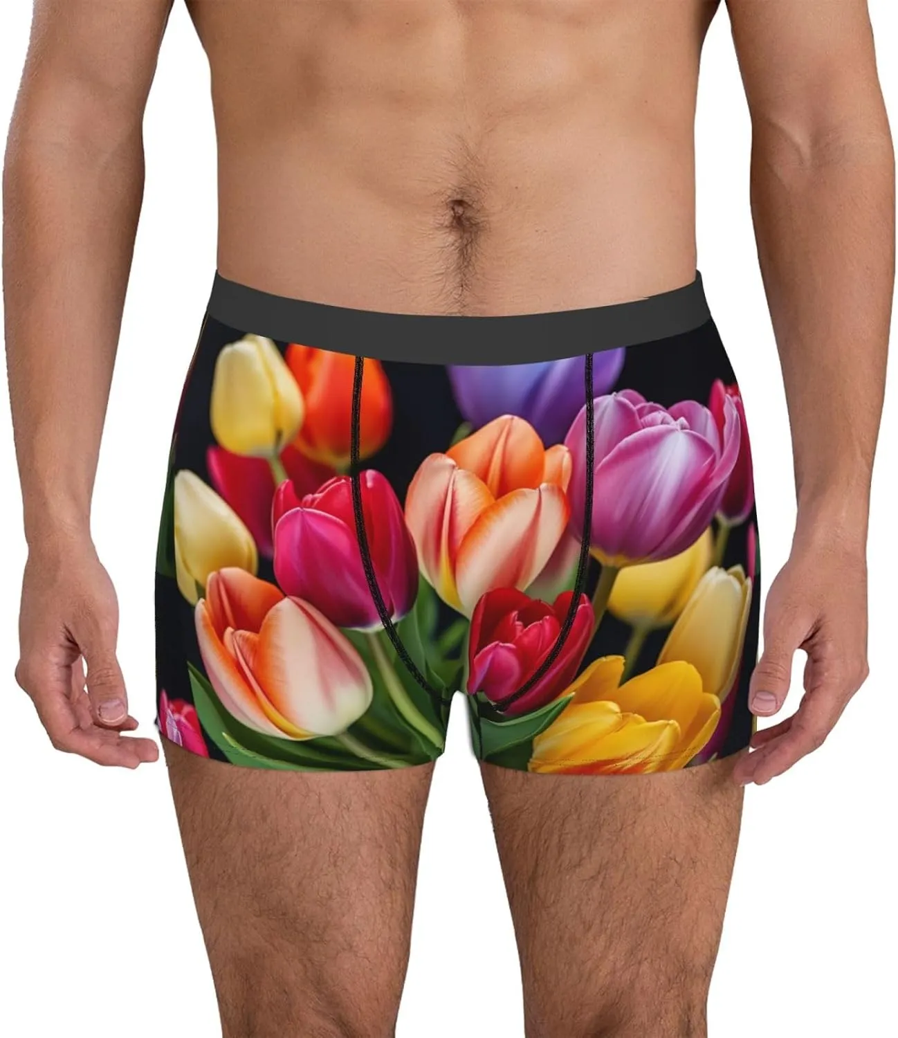 Flower Men's Boxer Briefs Soft Breathable Underwear Stretch Moisture-Wicking Trunks Tagless