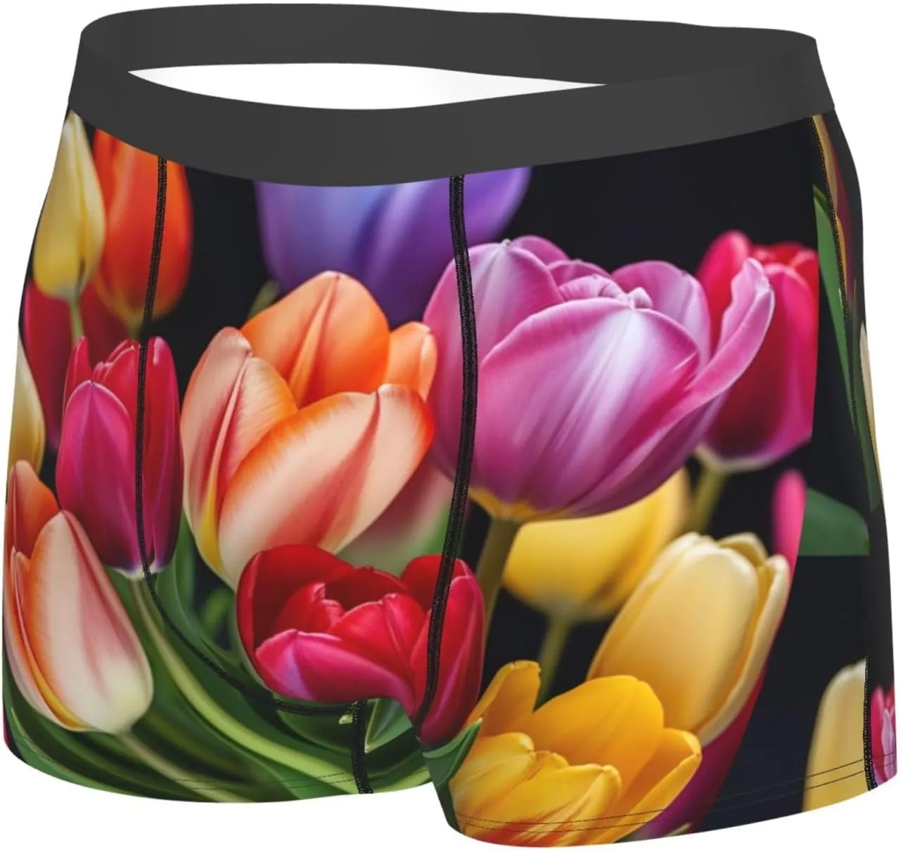 Flower Men's Boxer Briefs Soft Breathable Underwear Stretch Moisture-Wicking Trunks Tagless