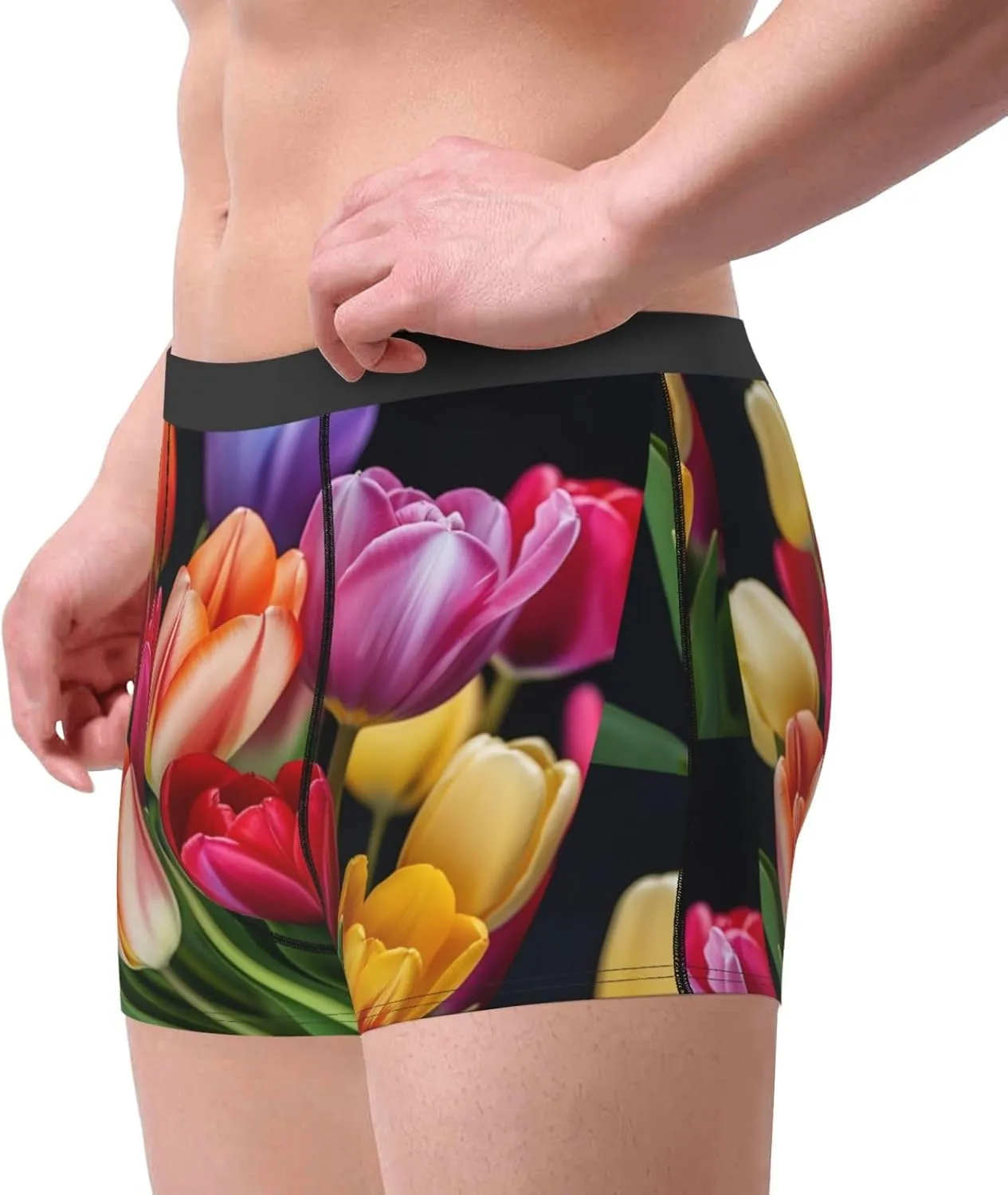 Flower Men's Boxer Briefs Soft Breathable Underwear Stretch Moisture-Wicking Trunks Tagless