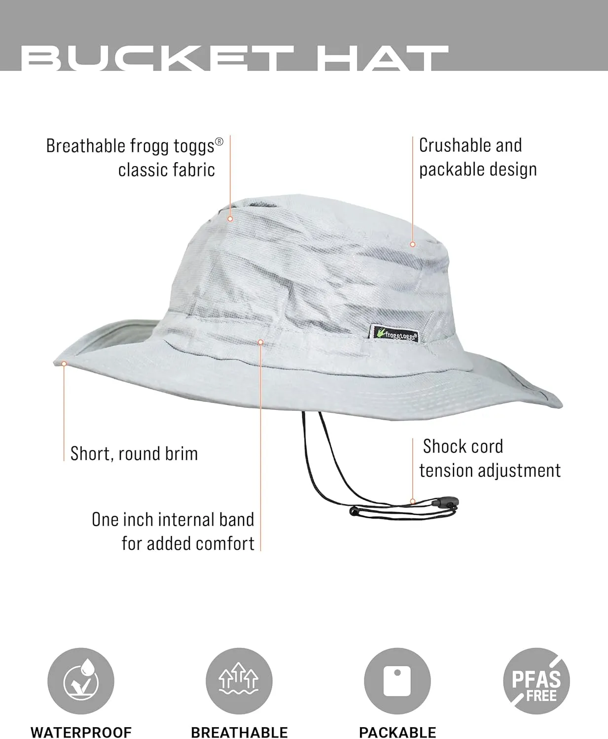 FROGG TOGGS Bucket Hat, Waterproof, Breathable, Sun Protection