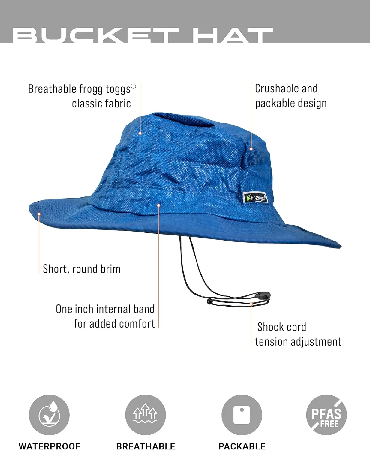 FROGG TOGGS Bucket Hat, Waterproof, Breathable, Sun Protection