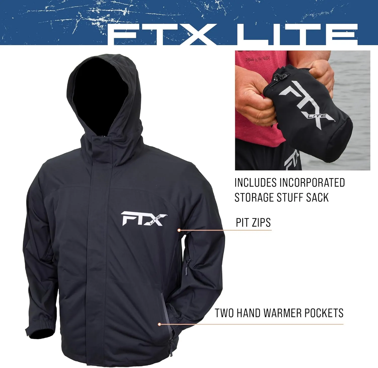FROGG TOGGS Mens FTX Lite Rain Jacket  3-Layer Waterproof, Breathable, Stretch Comfort