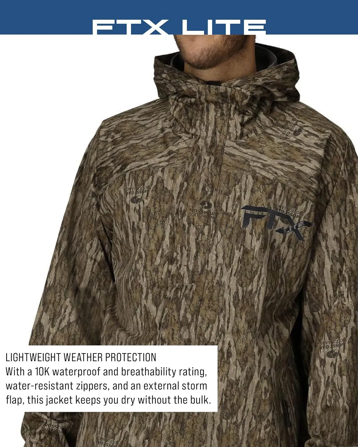 FROGG TOGGS Mens FTX Lite Rain Jacket  3-Layer Waterproof, Breathable, Stretch Comfort