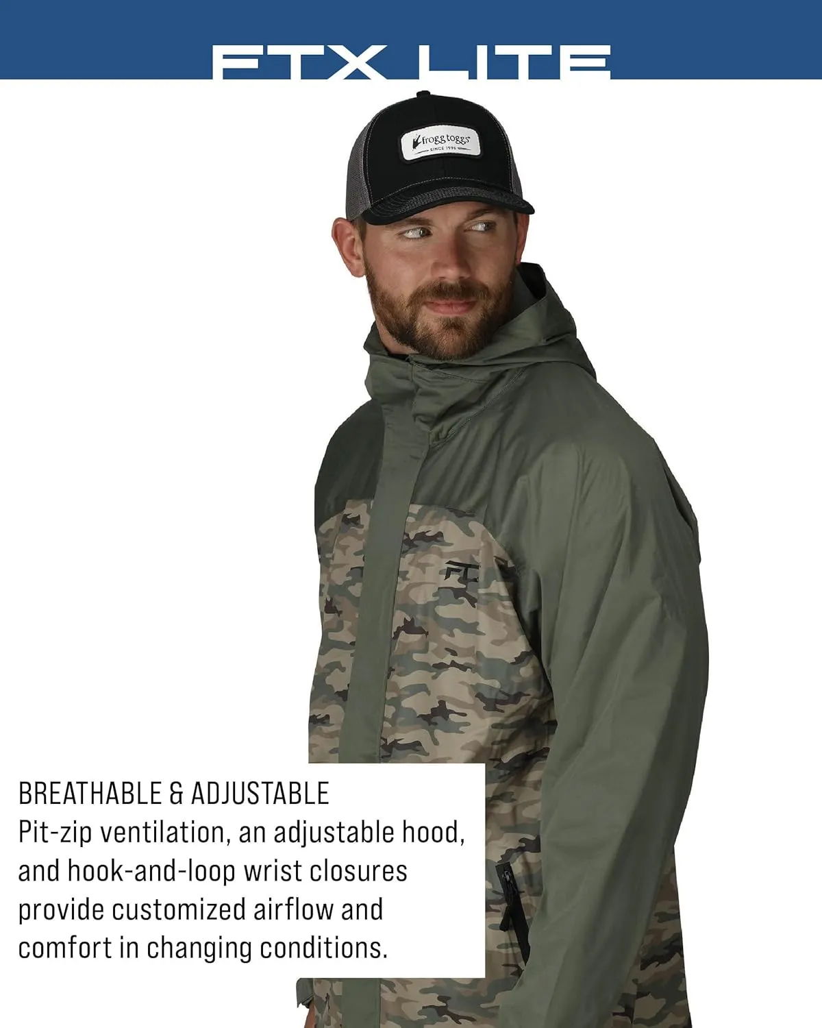 FROGG TOGGS Mens FTX Lite Rain Jacket  3-Layer Waterproof, Breathable, Stretch Comfort