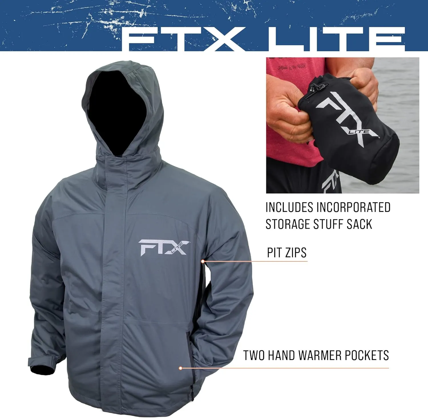 FROGG TOGGS Mens FTX Lite Rain Jacket  3-Layer Waterproof, Breathable, Stretch Comfort