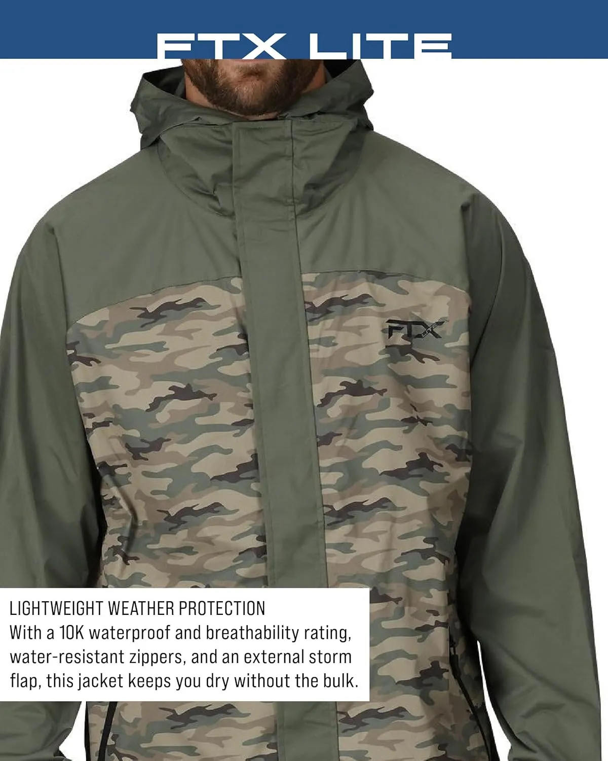 FROGG TOGGS Mens FTX Lite Rain Jacket  3-Layer Waterproof, Breathable, Stretch Comfort
