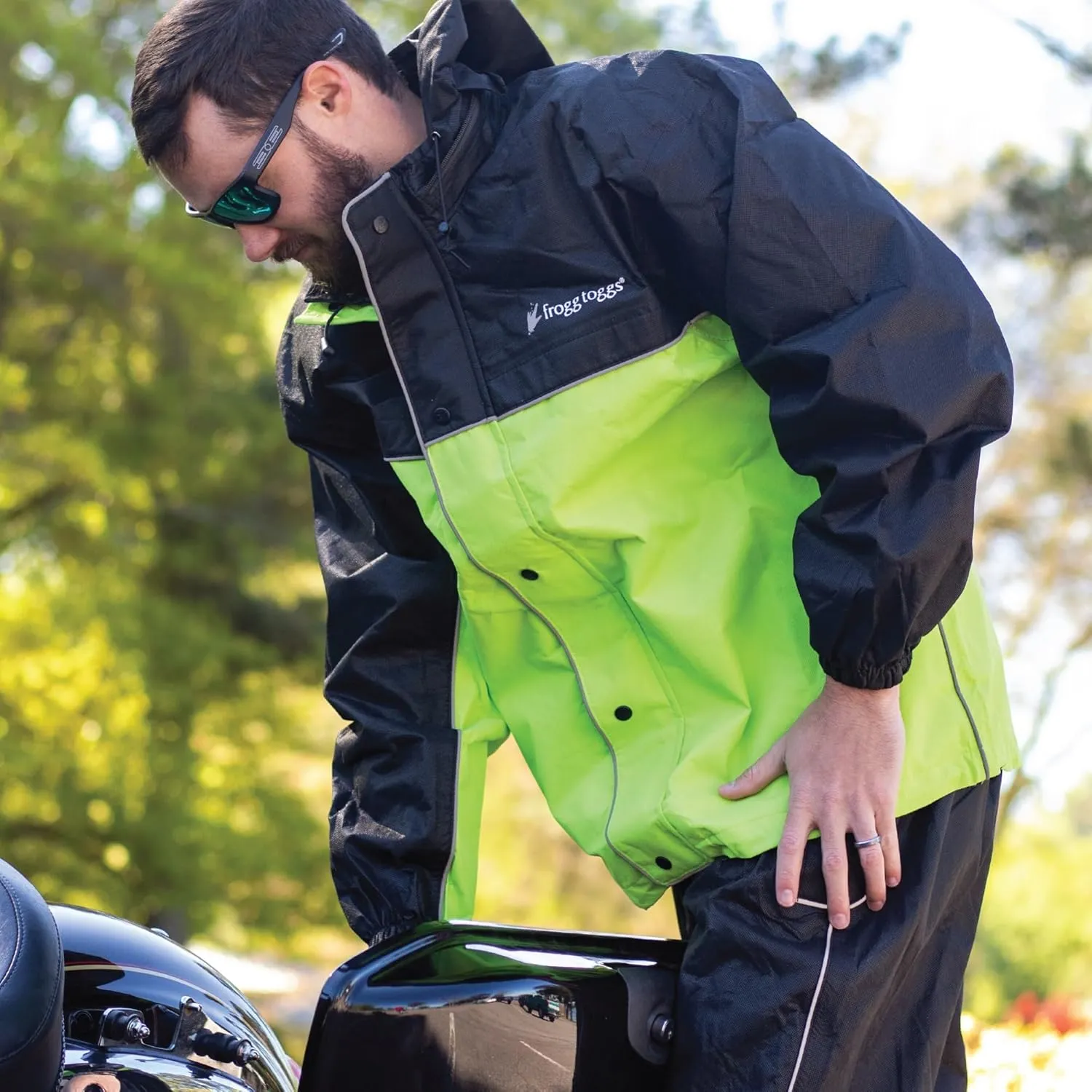 FROGG TOGGS Men's Road Toad Reflective Waterproof Rain Jacket