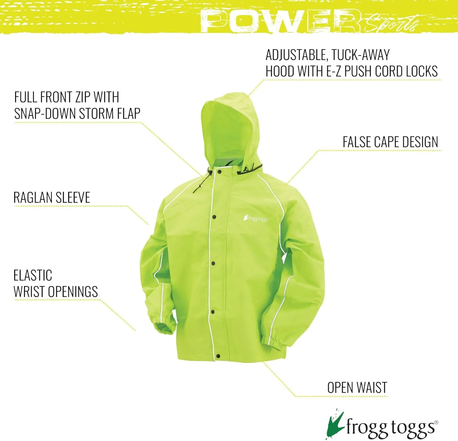 FROGG TOGGS Men's Road Toad Reflective Waterproof Rain Jacket