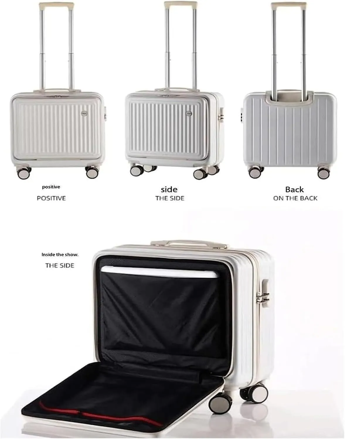 Front Cover Full Open Suitcase Carry-On 18/20-Inch Luggage 360 Light-Sound Shock-Absorbing Universal Wheel Travel Trolley Case