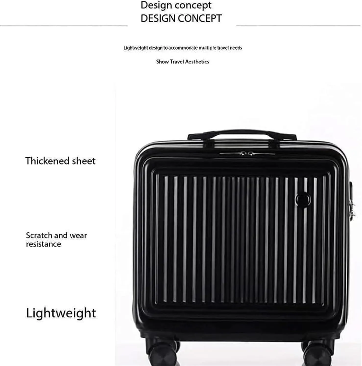 Front Cover Full Open Suitcase Carry-On 18/20-Inch Luggage 360 Light-Sound Shock-Absorbing Universal Wheel Travel Trolley Case